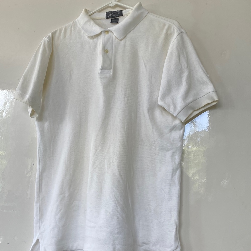 The Man’s Shop Lord & Taylor white pique polo, Size L, 100% cotton